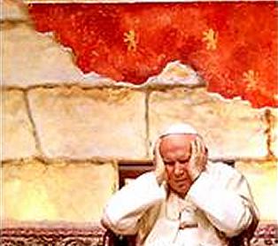"Oy!  I should NOT have pissed on the Wailing Wall!  Bad Pope! Bad Pope!"